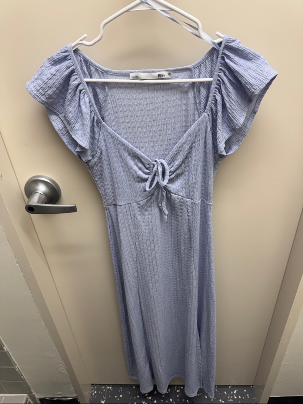 Light Blue Tie-Front Midi Dress